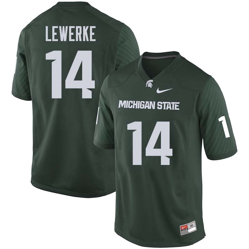 Men #14 Brian Lewerke Michigan State College Football Jerseys Sale-Green